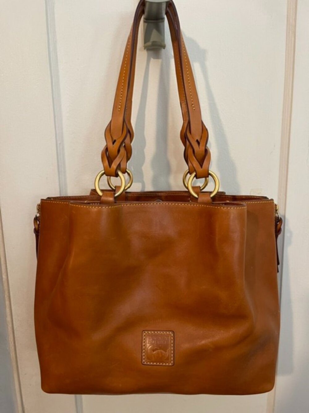 Dooney & Bourke Florentine Leather Large Zip Barlow Natural/Tan Shoulder Bag